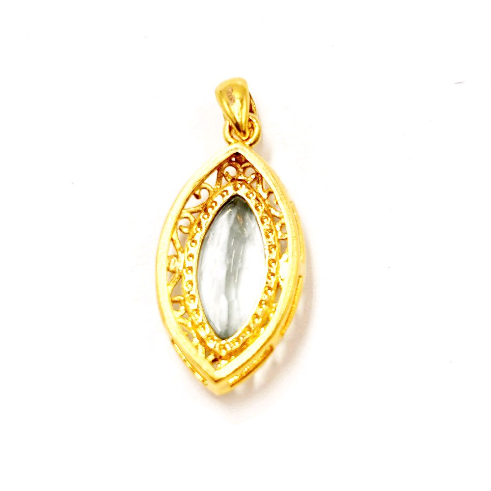 AMPAW/HOLLOW 18k Saudi Gold Oval Topaz Pendant - SKU-02K19N2K