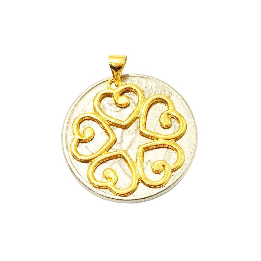 18k Saudi Gold Heart Star Pendant - SKU-Y611TNJO