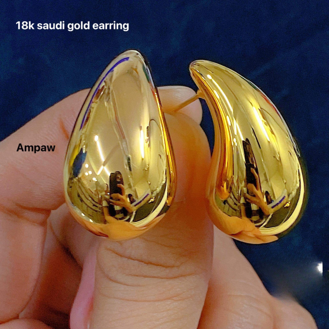 Teardrop Earrings (Big Size) Ampaw 18k Saudi Gold