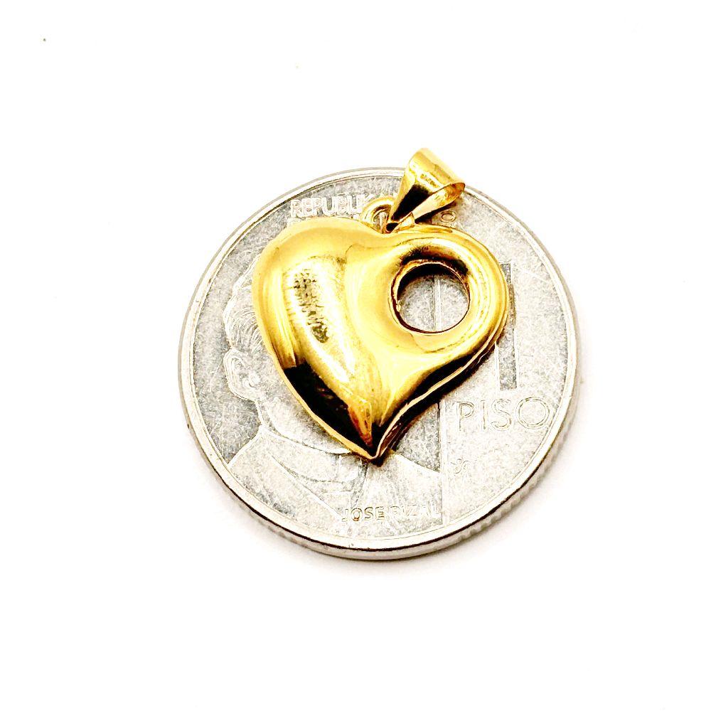 18k Saudi Gold Hole Heart Pendant -SKU-I0FJTCEK