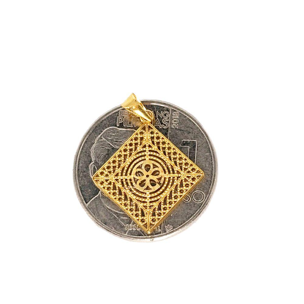 18k Saudi Gold Diamond Tile Pendant - SKU-XYFYQ4EX