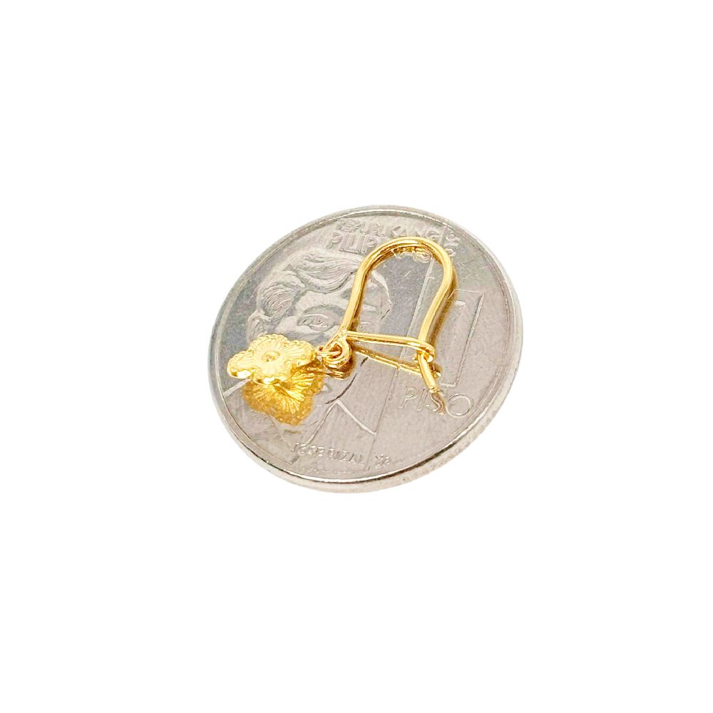 18k Saudi Gold Dangling Flower Earring - SKU-0ISJ8JBZ