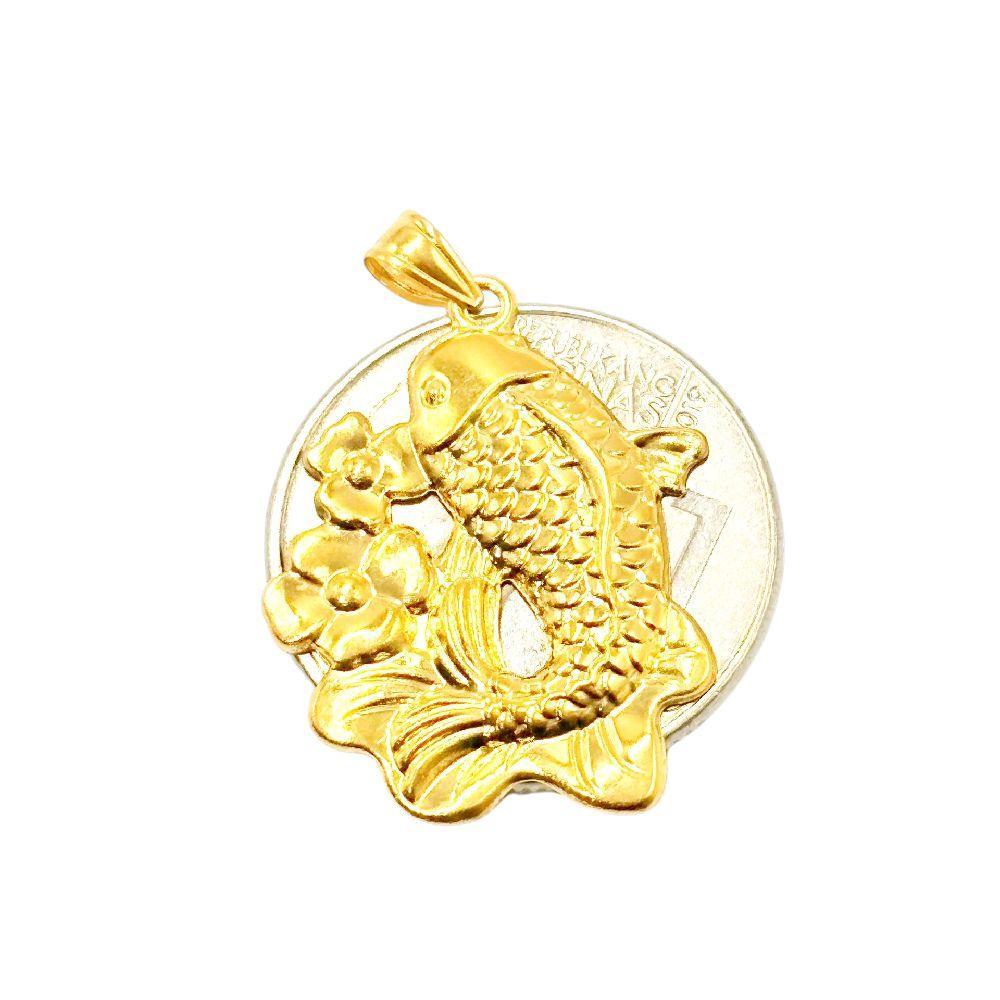 18k Saudi Gold Koi Fish Pendant - SKU-1MAKPRM0