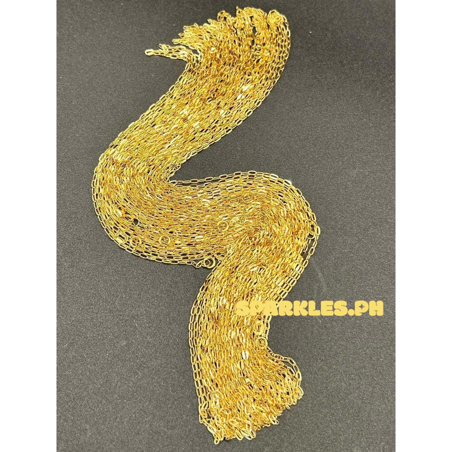 18k Saudi Gold Lv2 Micro Paperclip Chain Solid Pawnable - SKU-OHQ2G0QM