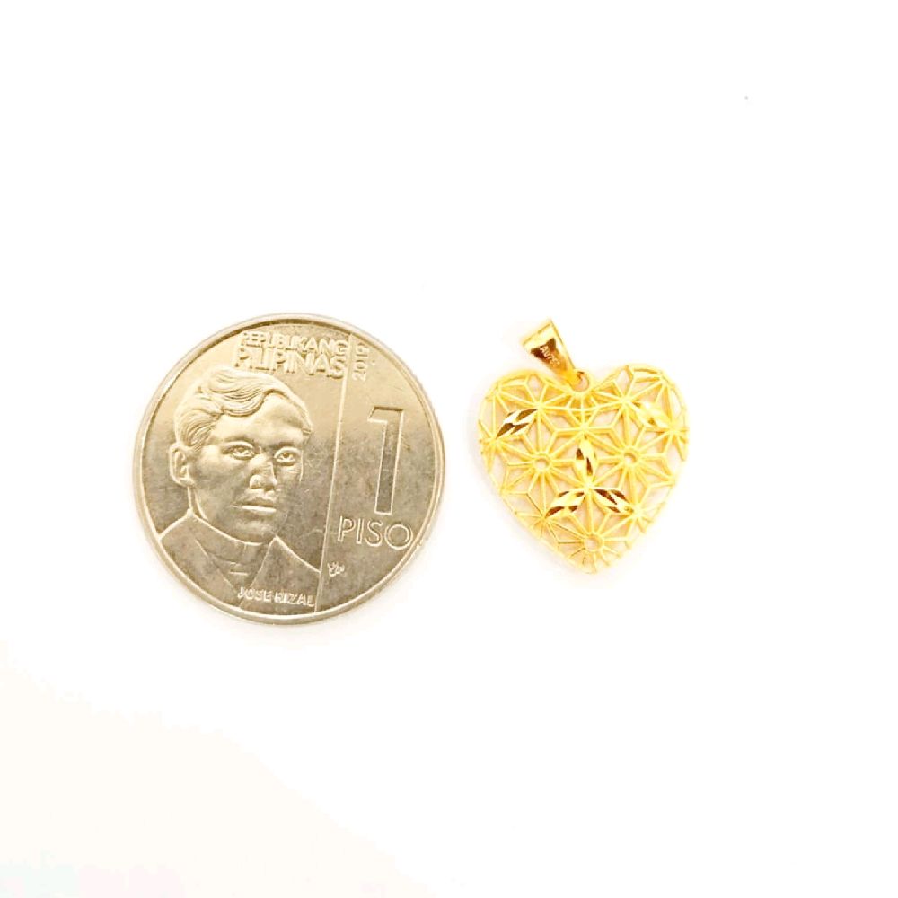 18k Saudi Gold Nest Heart Pendant - SKU-Q5M3945Z