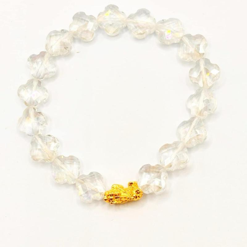 18k Saudi Gold Crystal Piyao Bracelet - SKU-ZBROSGLM