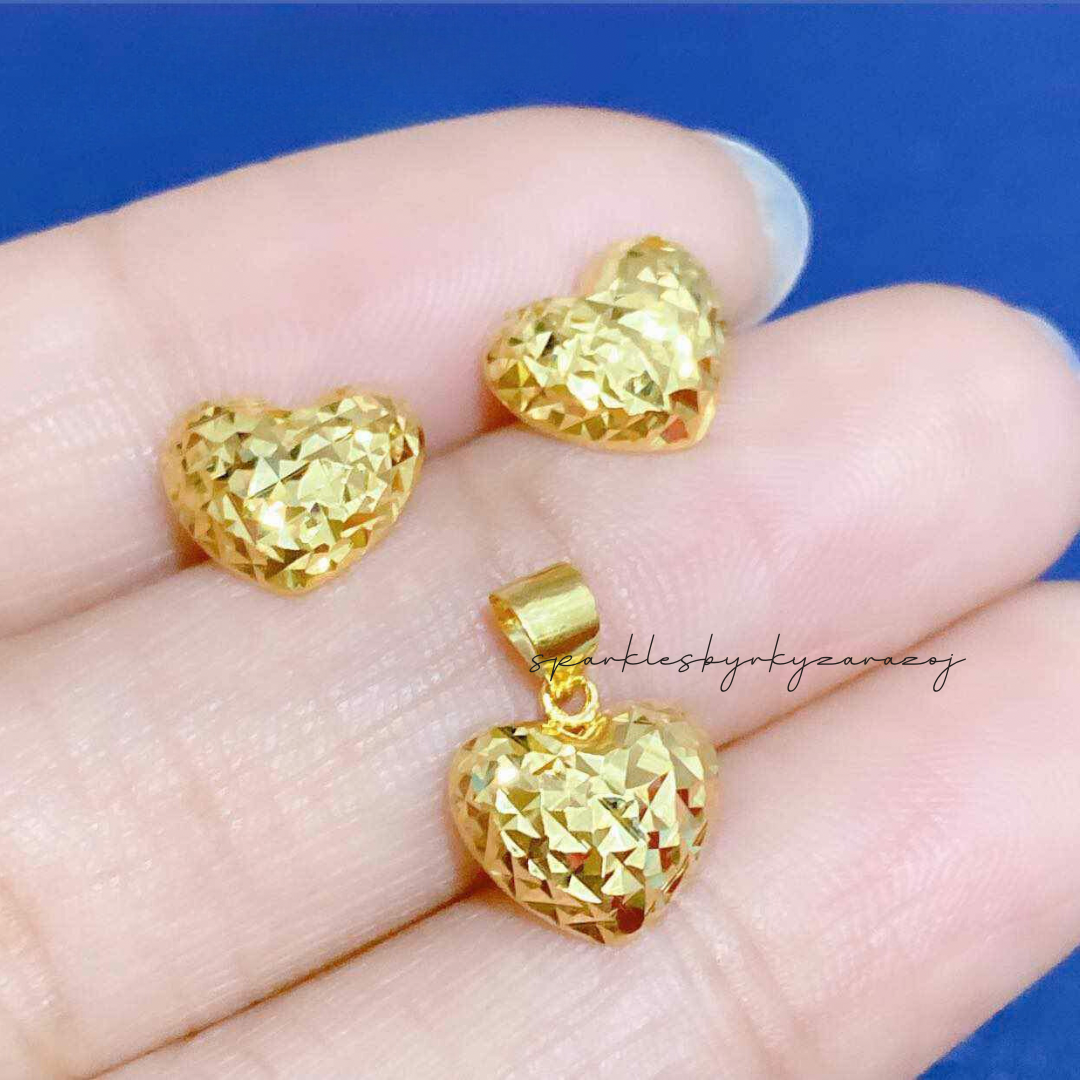 Set Diacut Heart Pendant Solid 18k Saudi Gold – Sparkles PH