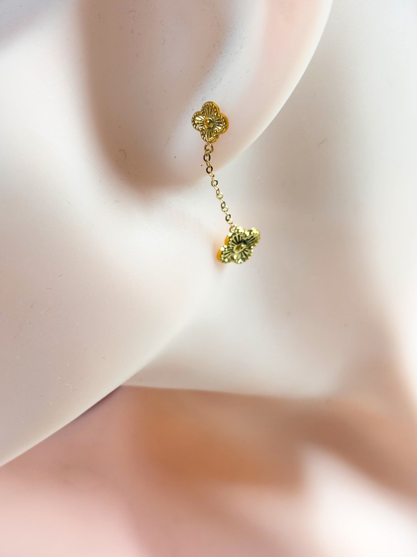 18k Saudi Gold Twin Dazzling Flower Tictac Earring - SKU-SCG2NT6Q