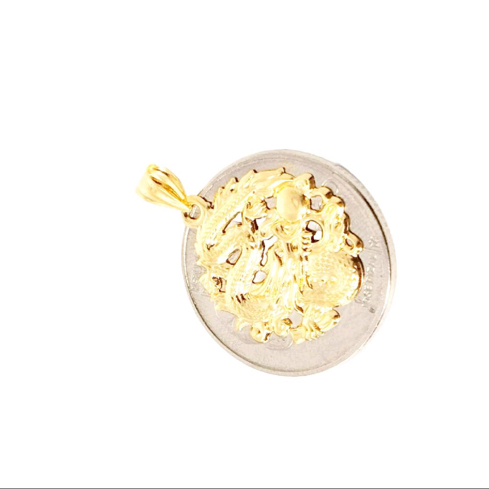 18k Saudi Gold Dragon Coin Pendant - SKU-ZOL74HWT