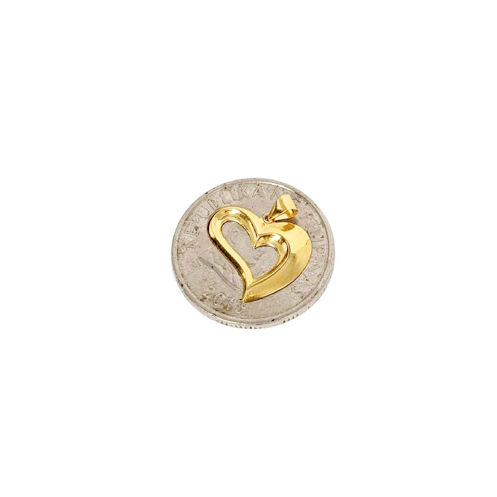 18k Saudi Gold Classic Heart Pendant - SKU-AOTBJOP4