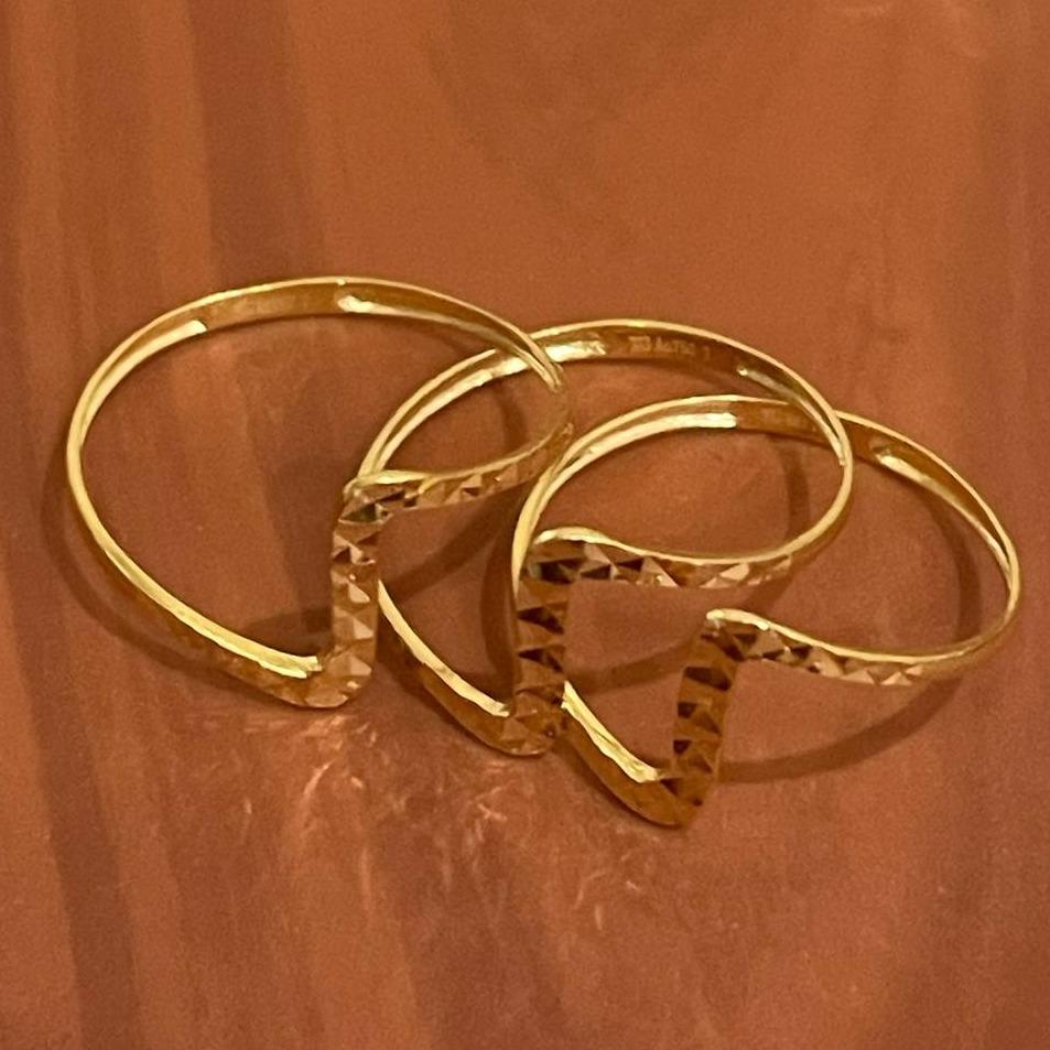 18k Saudi Gold Diacut Wave Ring Solid Pawnable - SKU-HQNZS0Q9