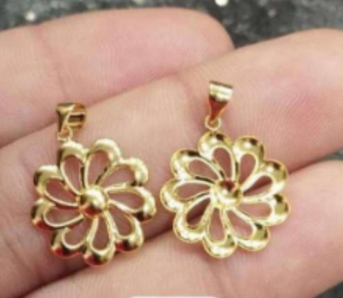 18k Saudi Gold Turbine Flower Pendant - SKU-ST0W8D9U