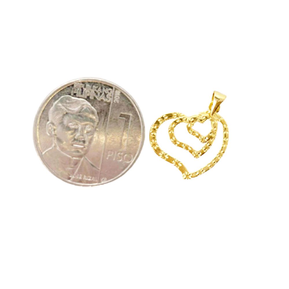 18k Saudi Gold Garden Heart Pendant - SKU-CPZA4O35
