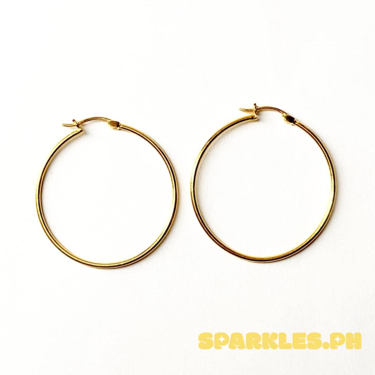 18k Saudi Gold 25mm Simple Hoop Earring - SKU-V3YAQ1XQ
