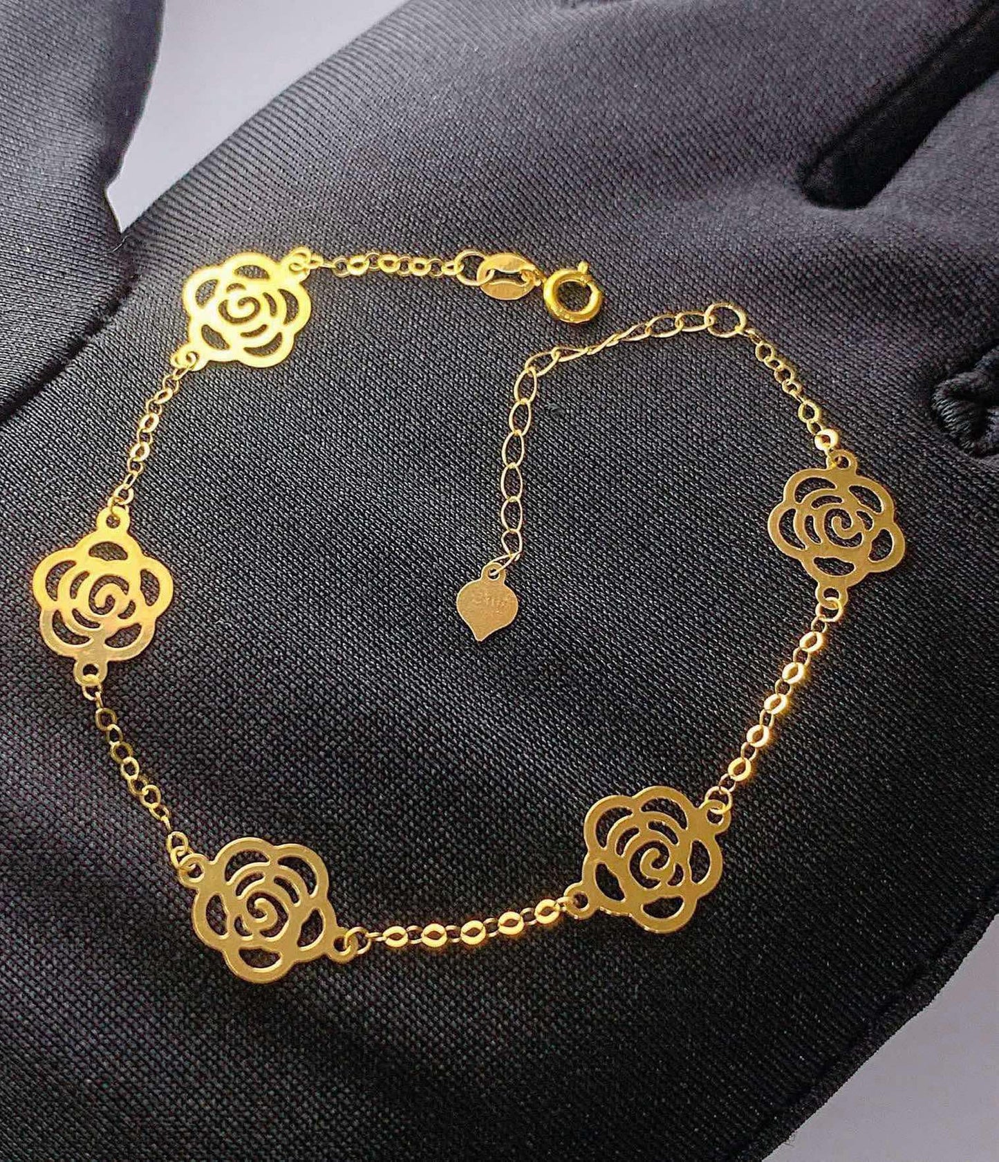 18k Saudi Gold Rose Bracelet Solid Pawnable - SKU-EP5OP0NS