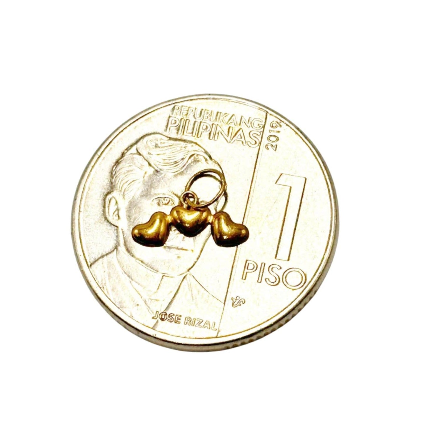 18k Saudi Gold Heart Trio Pendant -SKU-4J0XNRTA