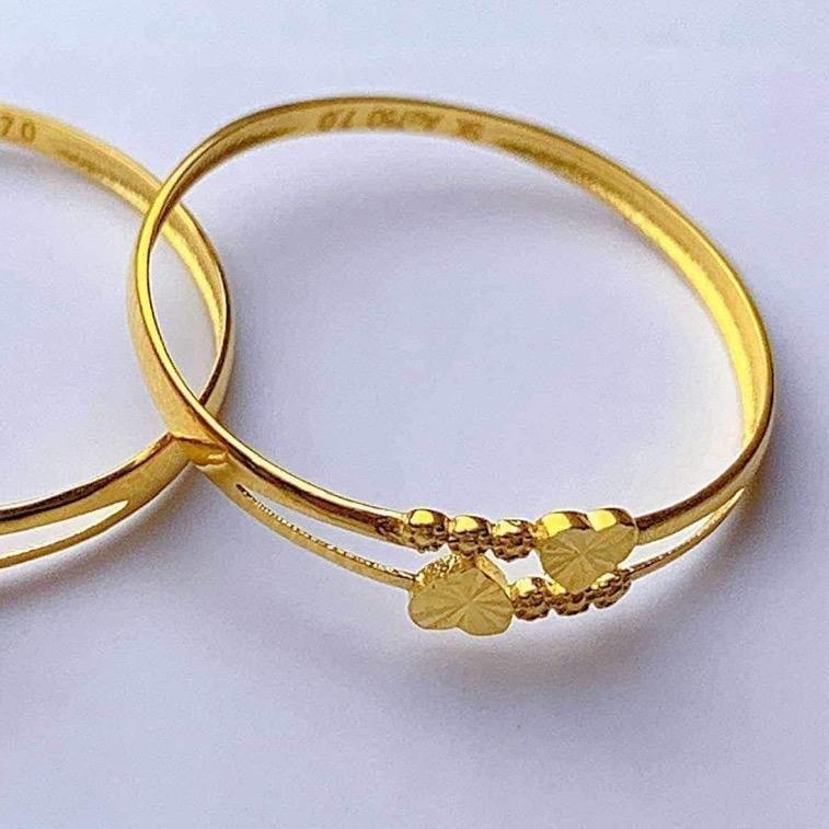 18k Saudi Gold Mini Double Heart Ring - SKU-VZW6WFFA