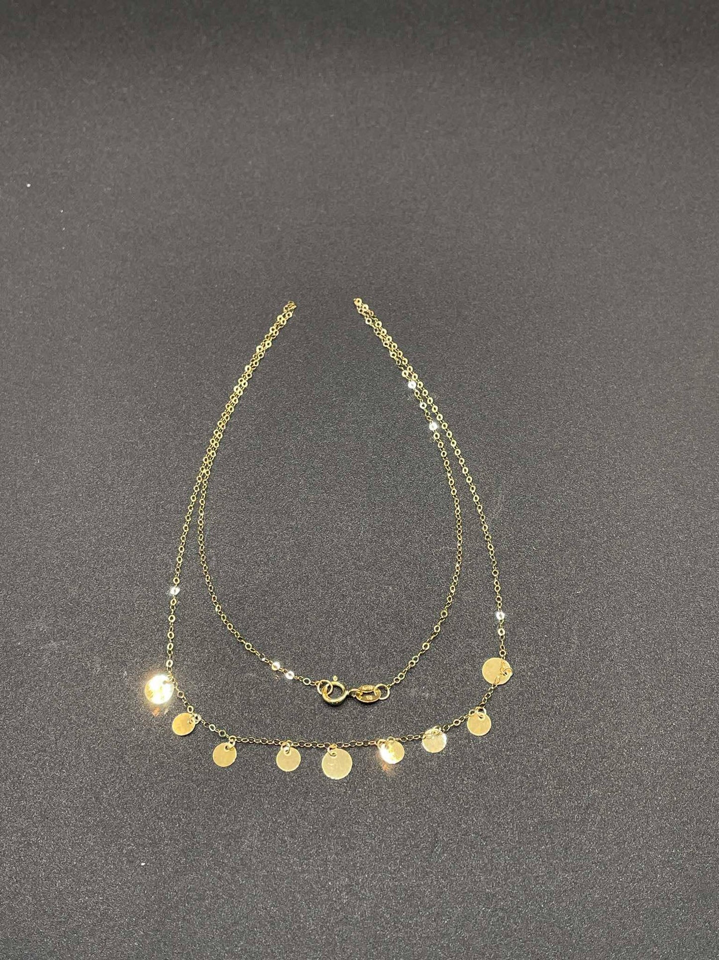 18k Saudi Gold Simple Circle station Necklace Solid Pawnable