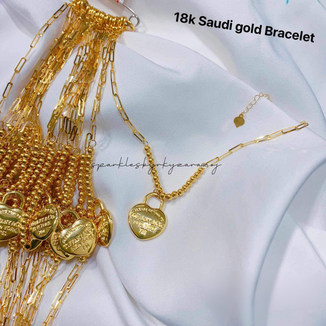 Tco Ball Paperclip Bracelet 18k Saudi Gold