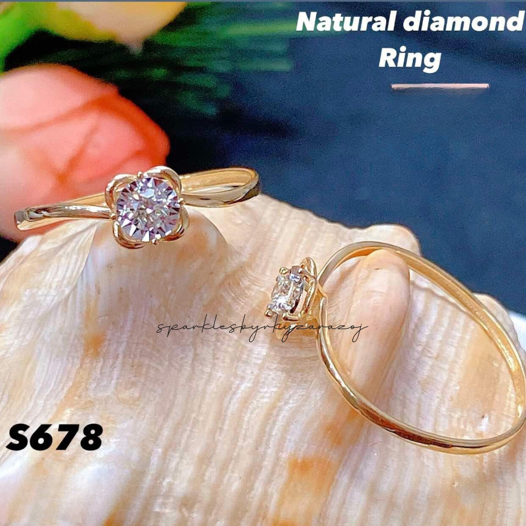Gold Flower Design Natural Diamond Ring 18k Saudi Gold Sparkles PH