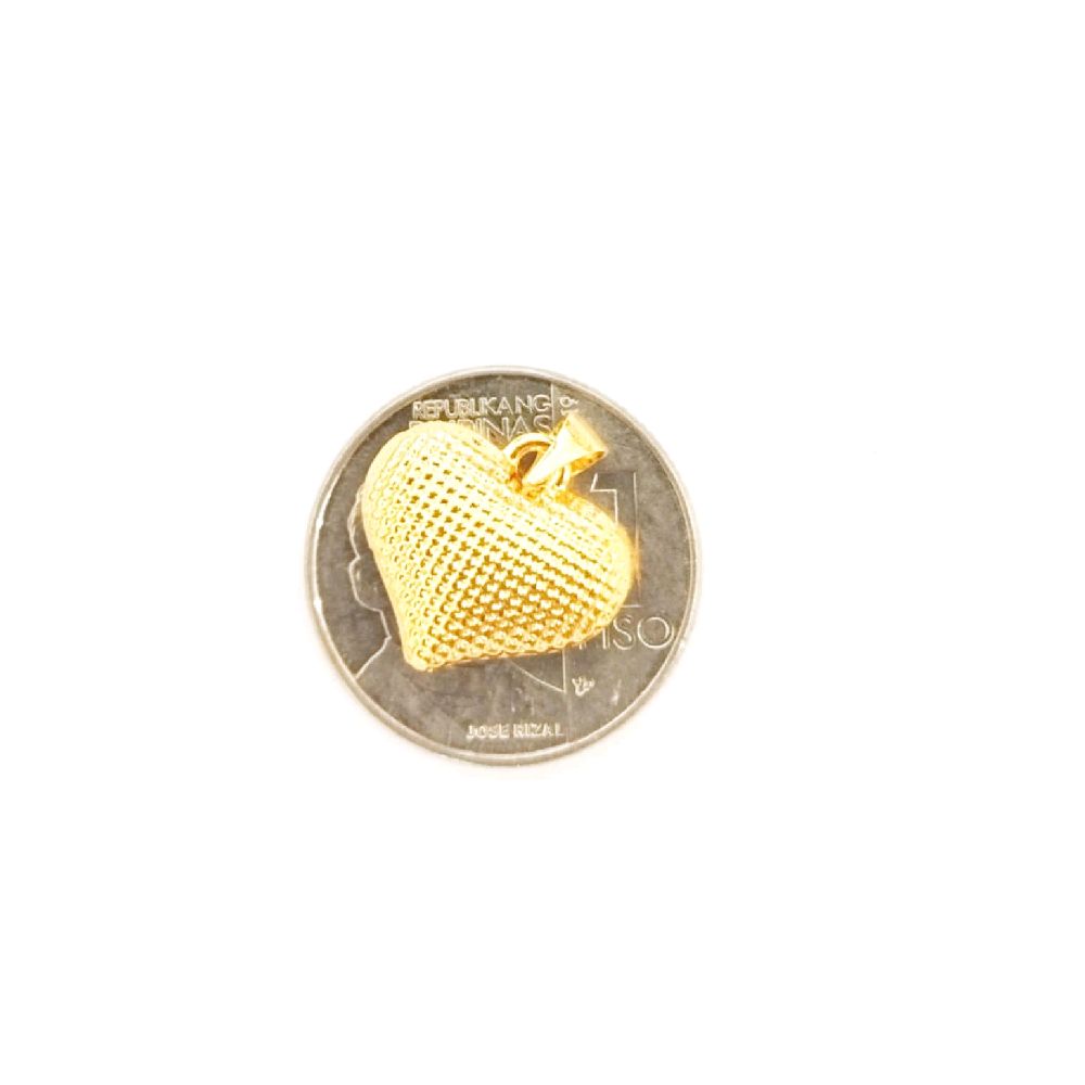 18k Saudi Gold Jumbo Dotted Heart Pendant - SKU-DH9C9EOK
