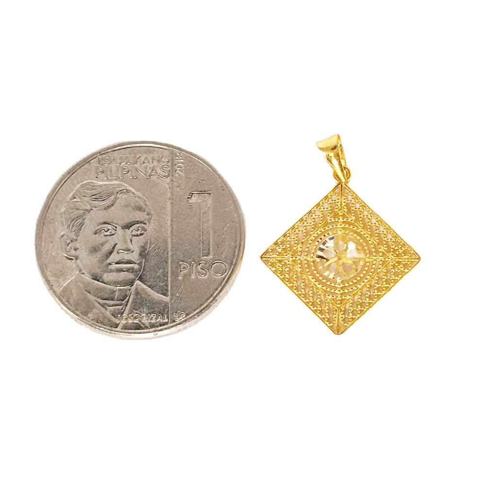 18k Saudi Gold Set Diamond Tile + Cadena Chain 20"