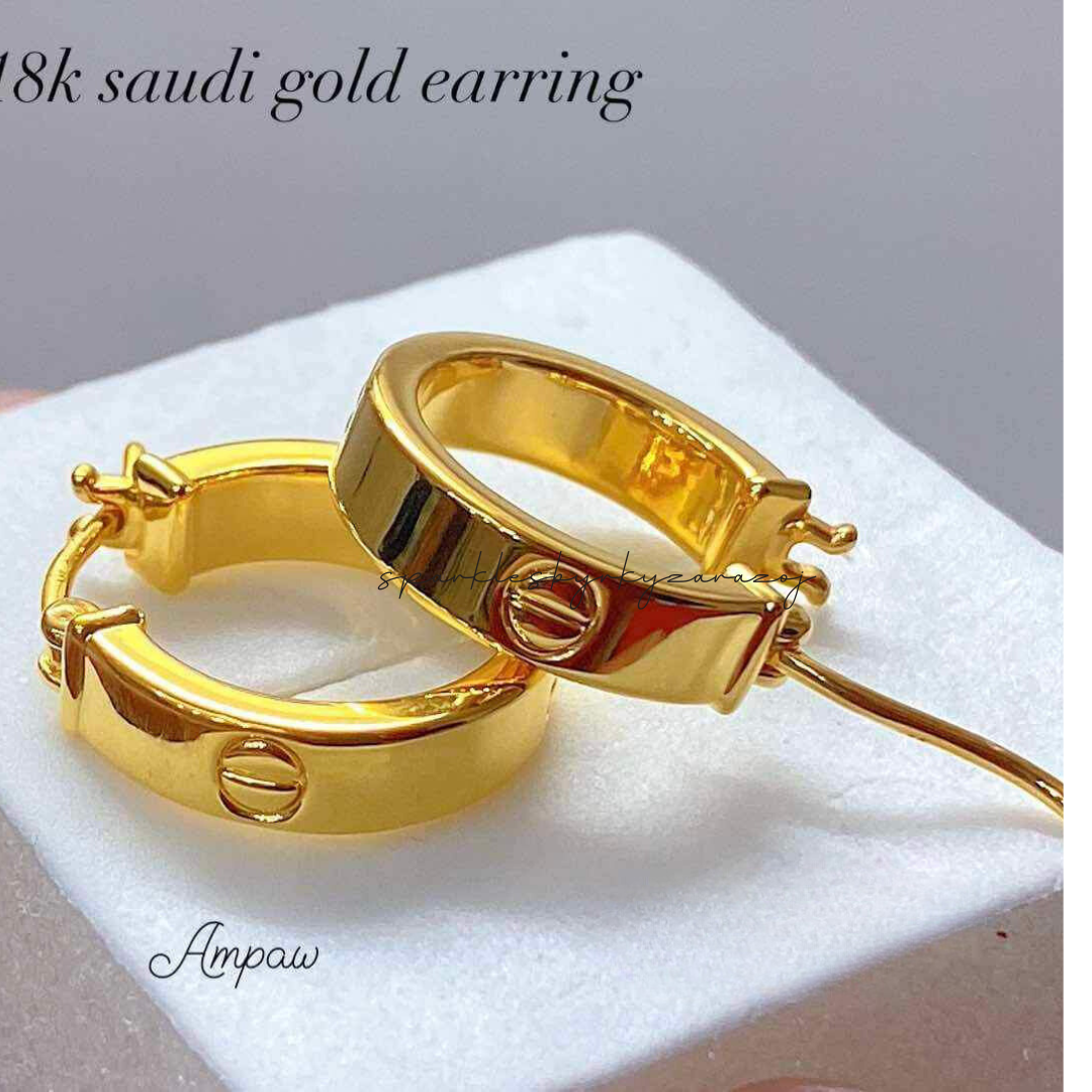 Karkar Earrings Ampaw 18k Saudi Gold