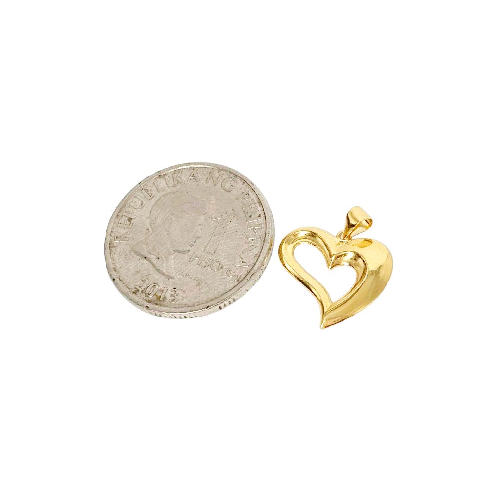 18k Saudi Gold Classic Heart Pendant - SKU-AOTBJOP4