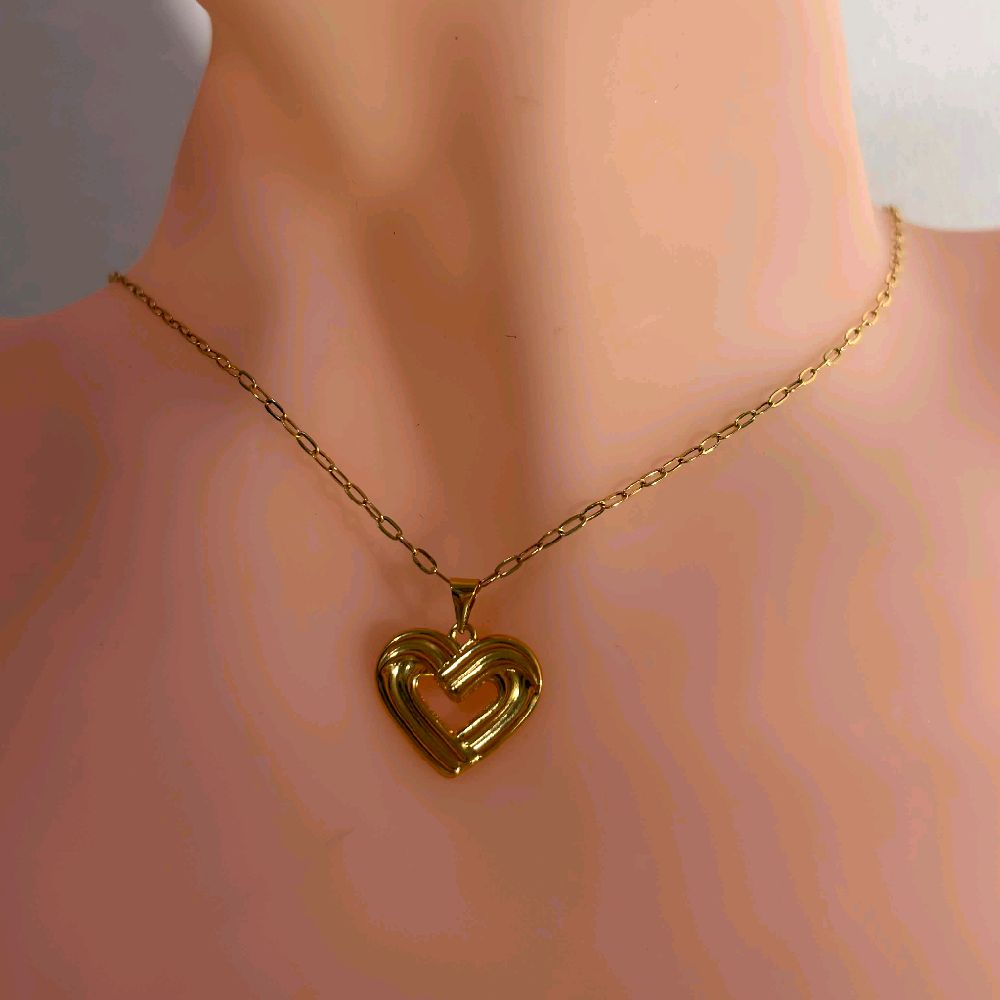 18k Saudi Gold Ensaymada Heart Pendant - SKU-JQB68IF3