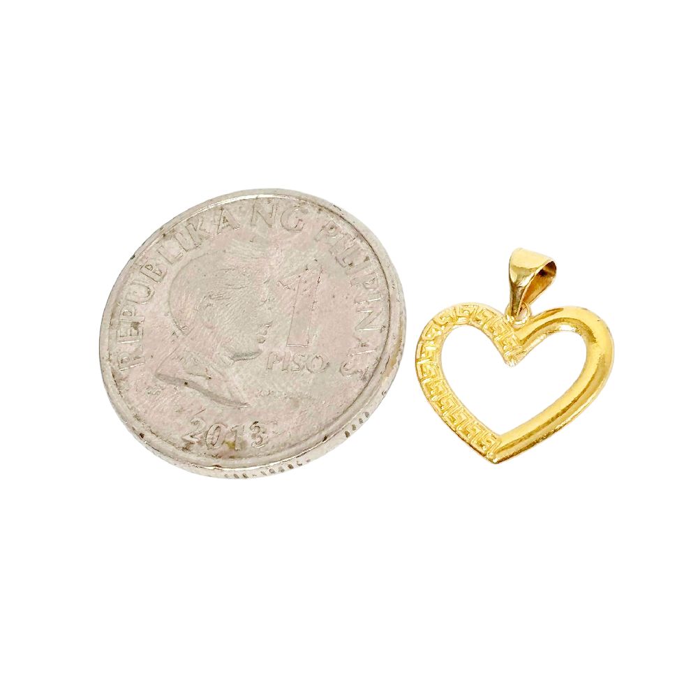 18k Saudi Gold Fen Heart Pendant - SKU-HDMPOQ38