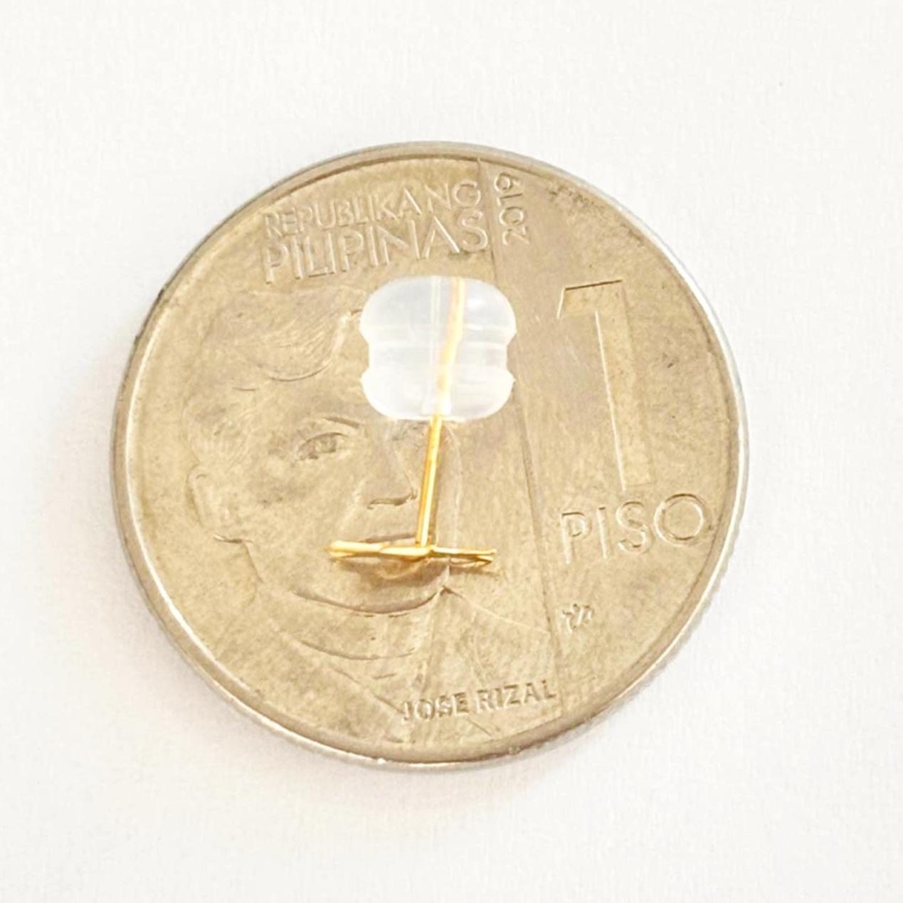 18k Saudi Gold Sparkle Earring with Silicon Pakaw - SKU-QJB1A3MW