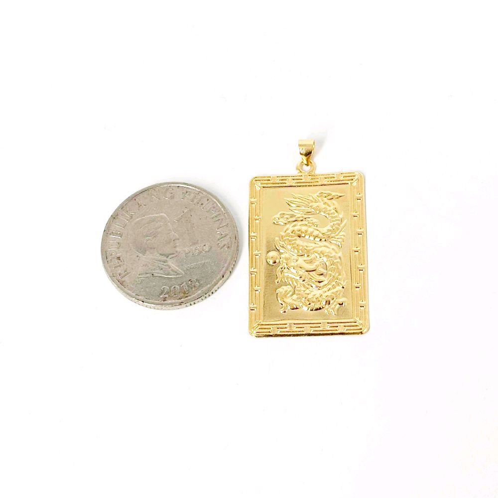 18k Saudi Gold Ancient Dragon Pendant - SKU-NZXI803P