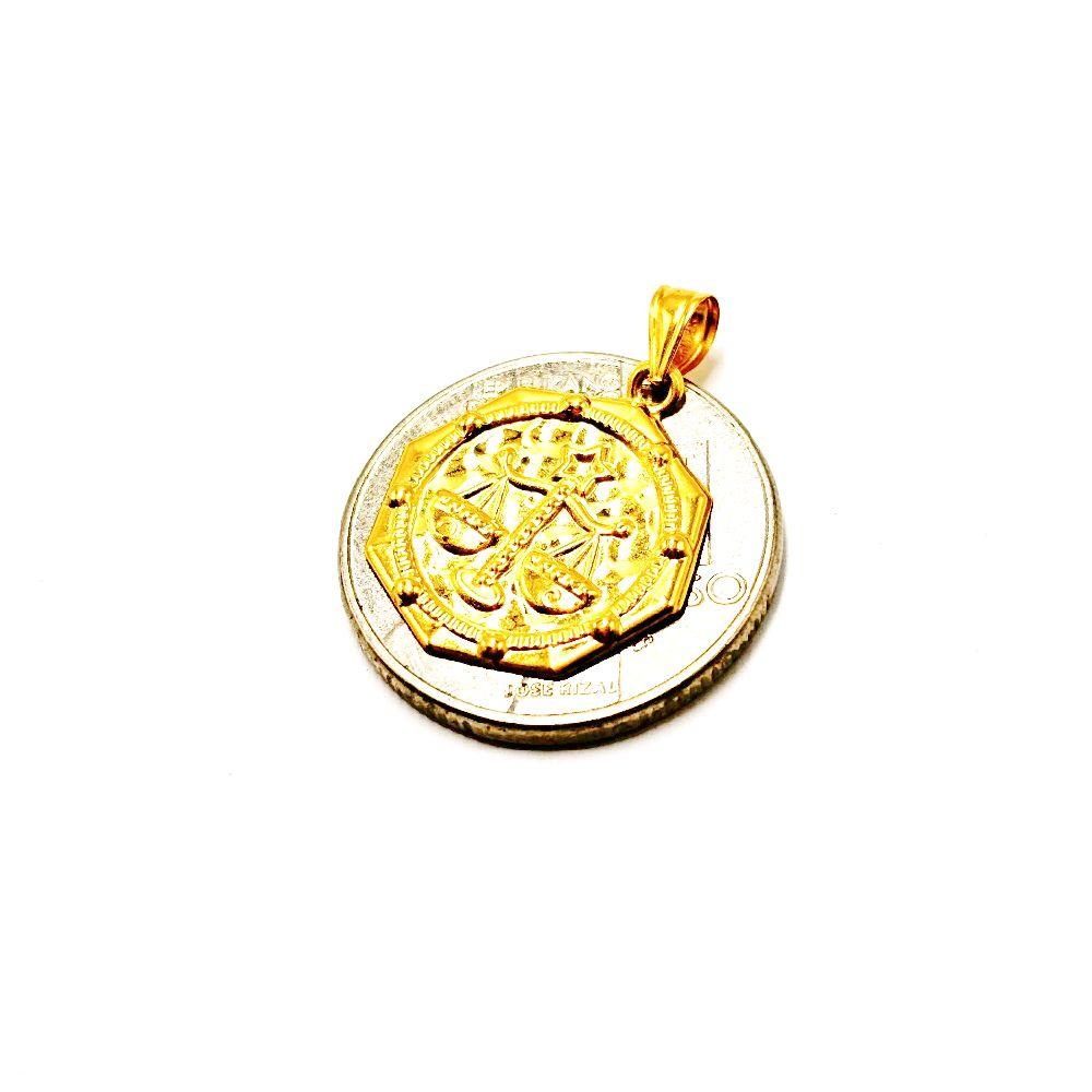 18k Saudi Gold Scale Pendant - SKU-PD8J4TB3