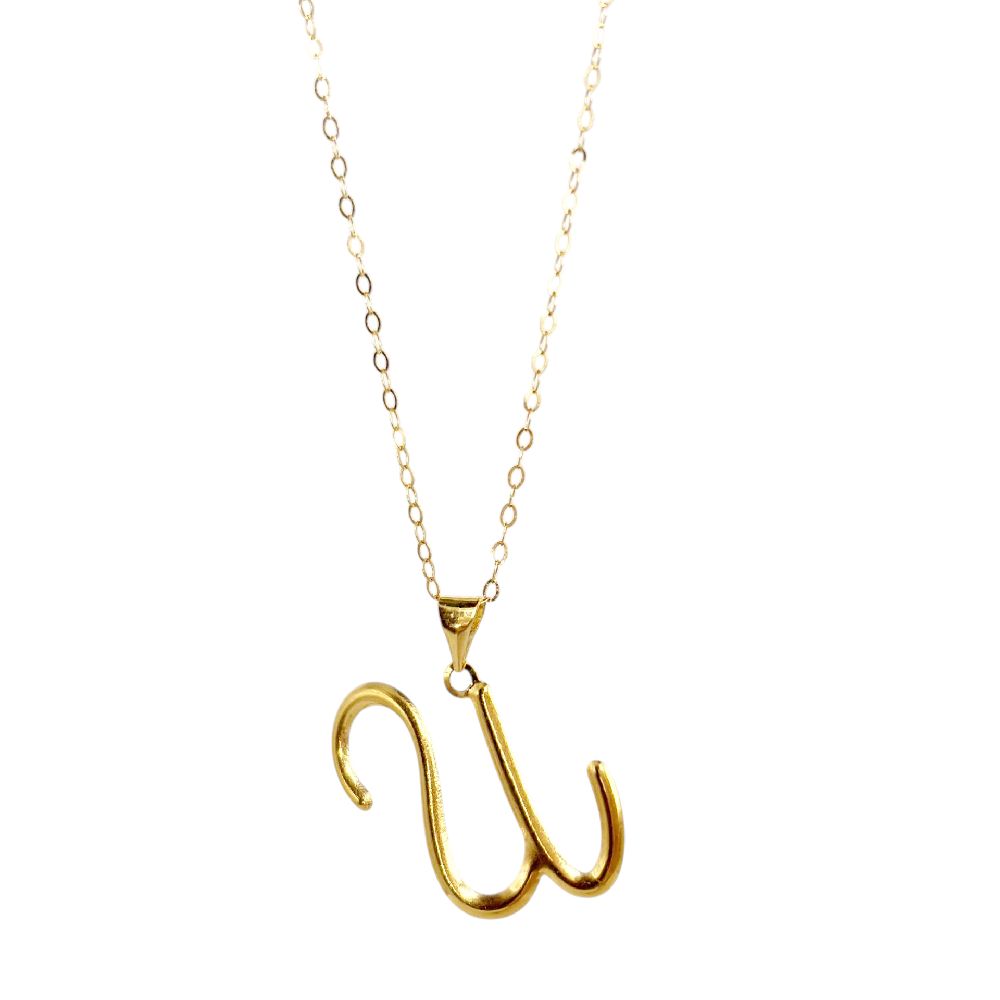 18k Saudi Gold Set Letter Pendant Style + Tauco Chain lv1