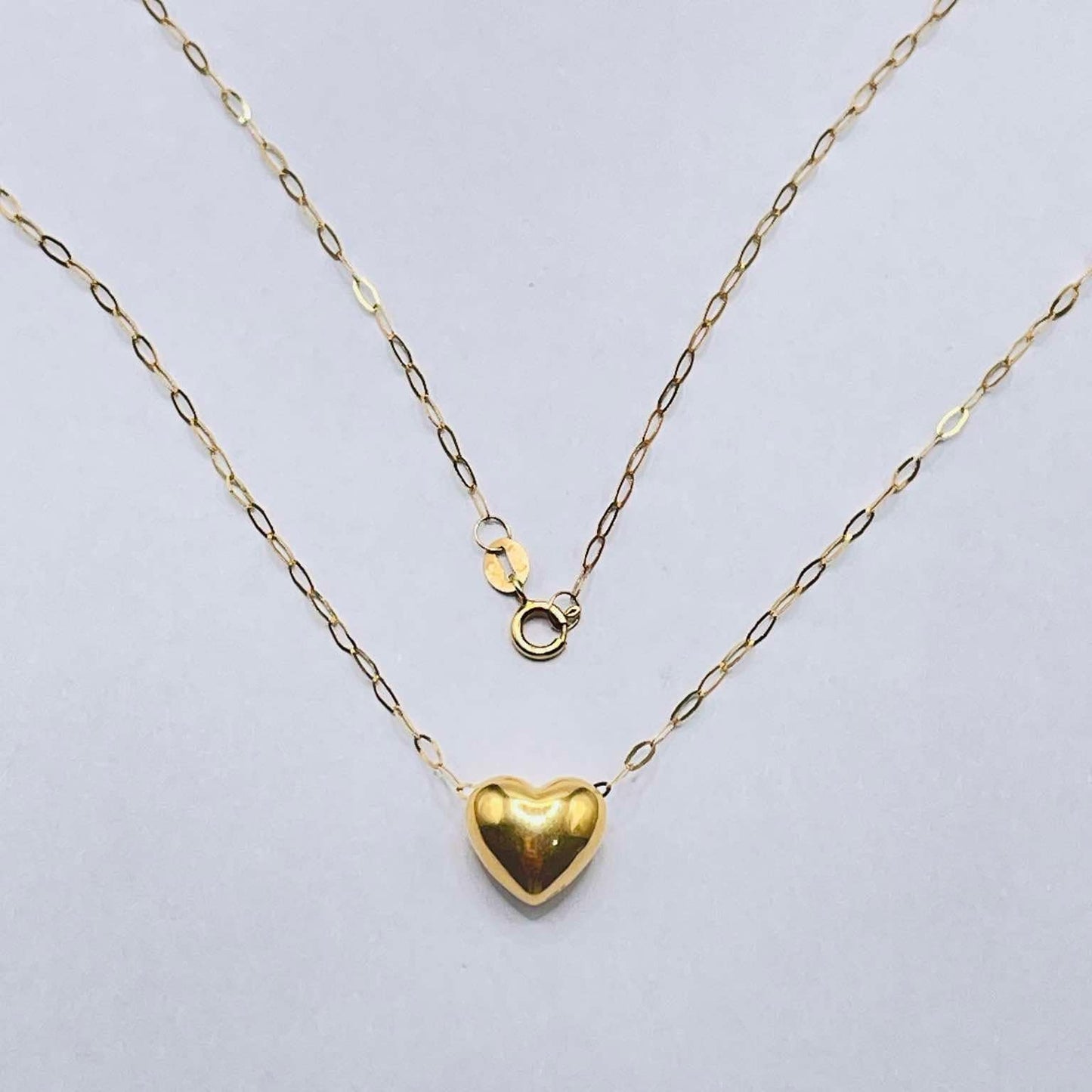 SET Stunning Heart + Micro Paperclip Chain Solid Pawnable