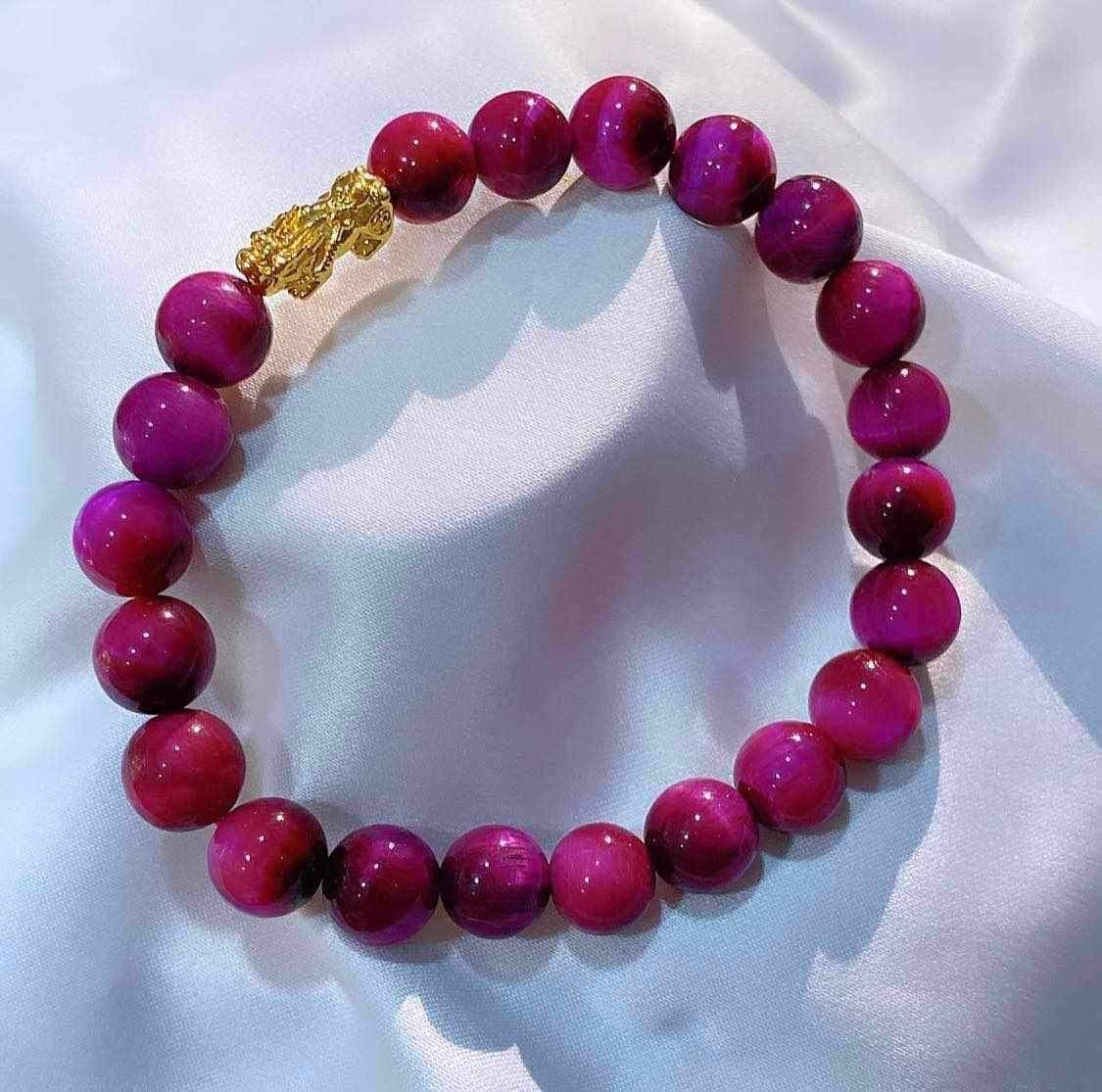 NOT PAWNABLE- 18k Saudi Gold Piyao Magenta Bracelet - SKU-CFOMA04G2