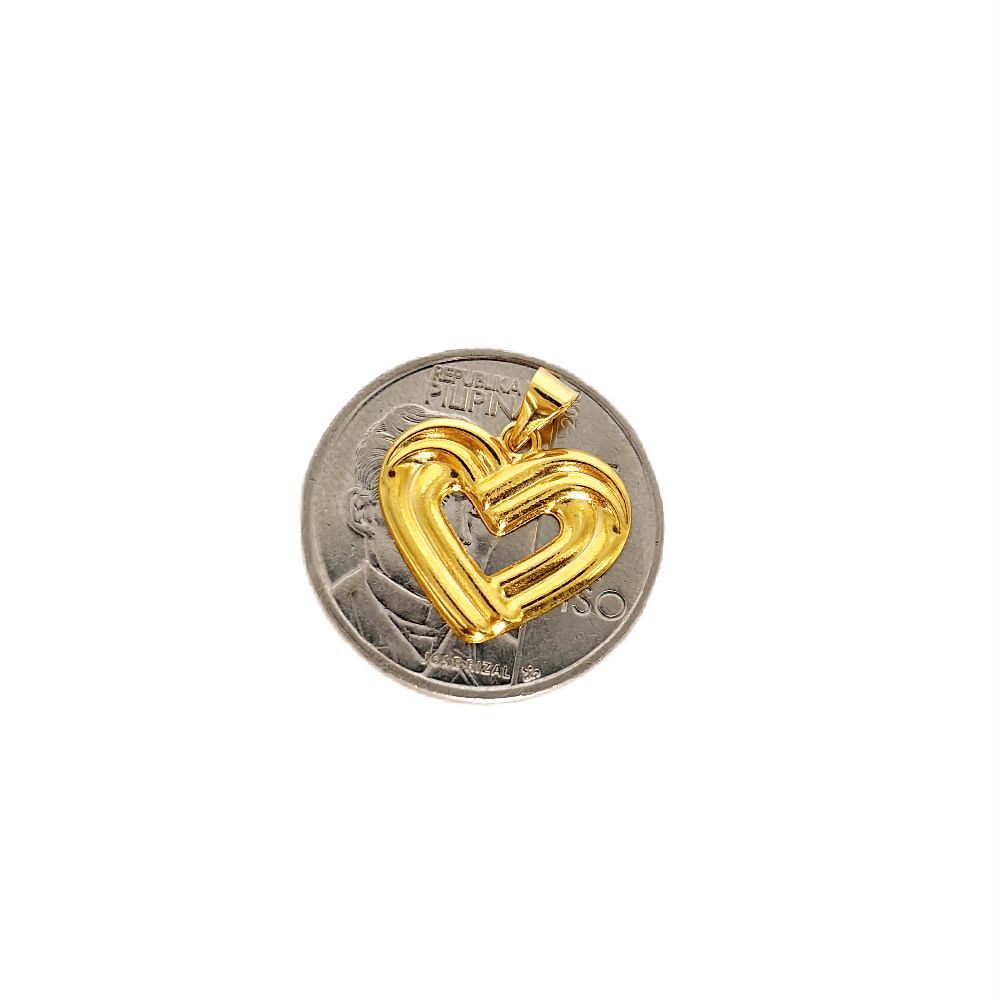 18k Saudi Gold Set Ensaymada Heart + Micro Paperclip Makapal 16"