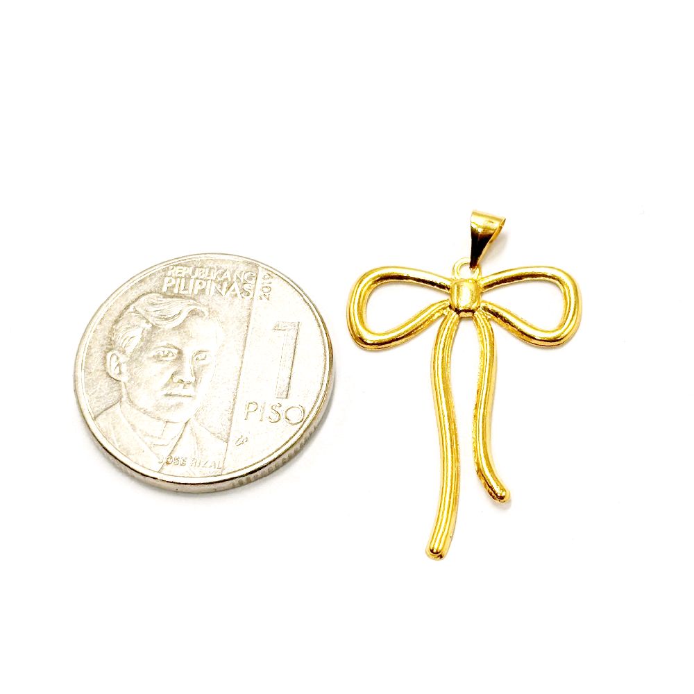 18k Saudi Gold Big Ribbon Style Open Back Pendant - SKU-E4JUG8LK