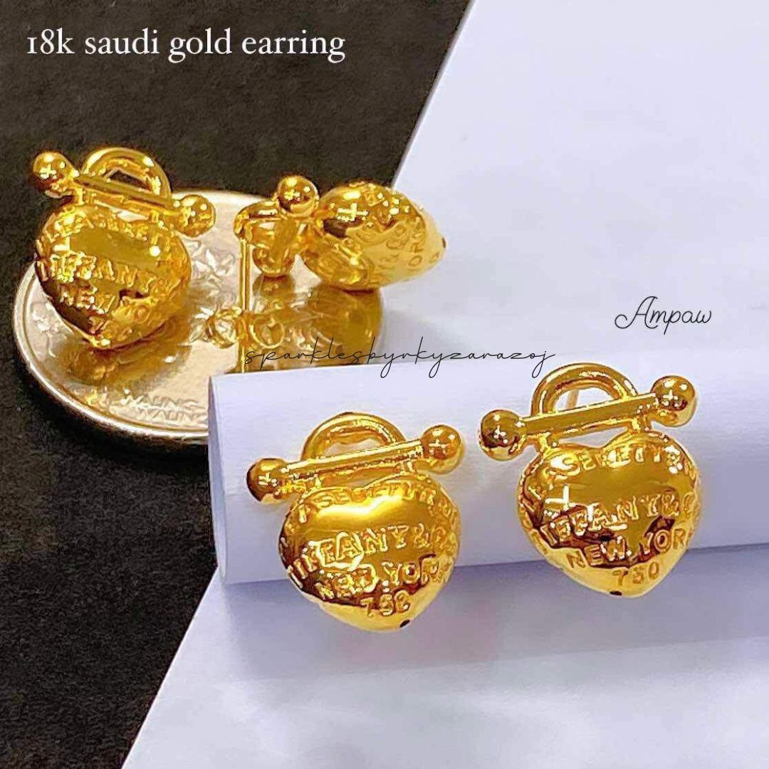 Tco Heart Earrings Ampaw 18k Saudi Gold
