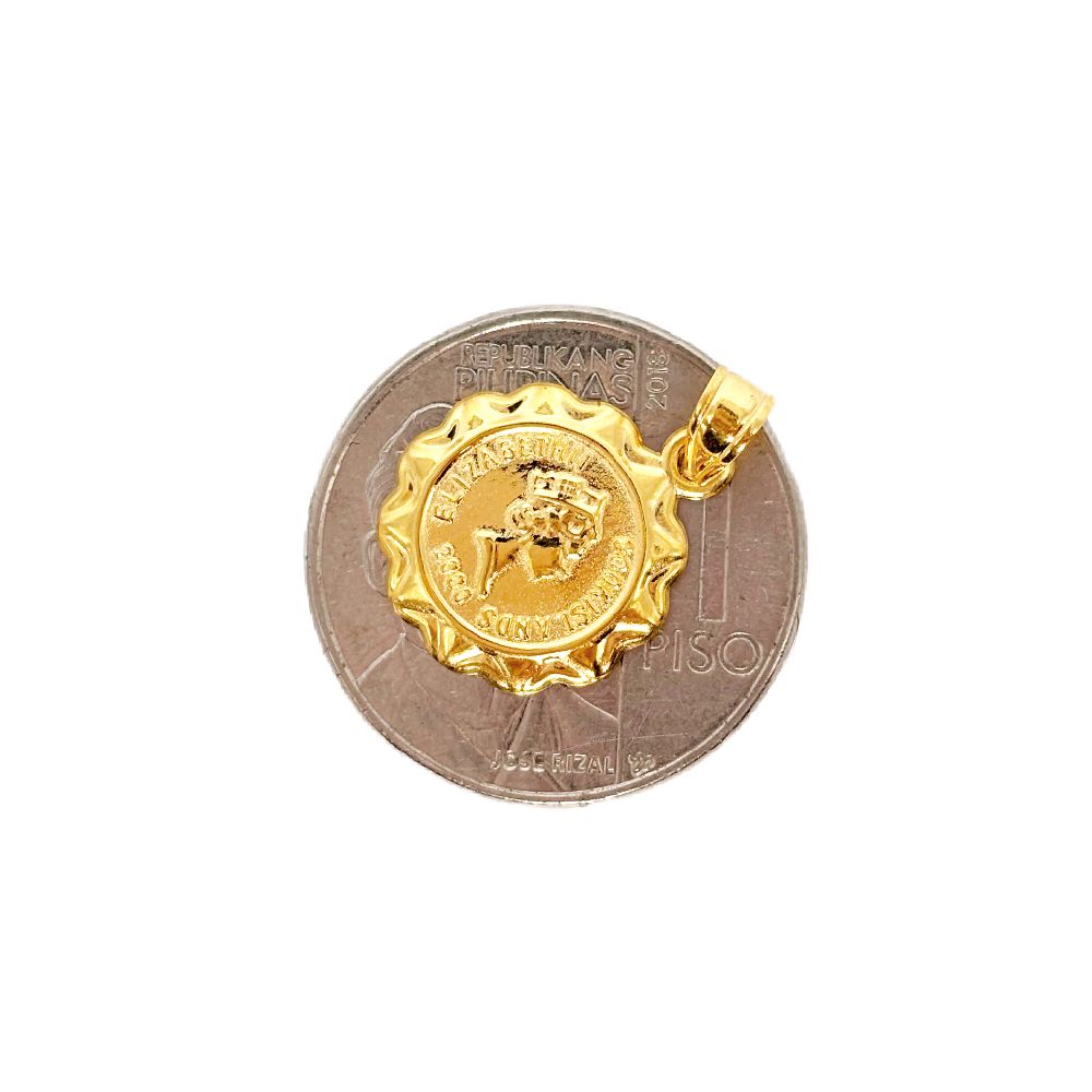 18k Saudi Gold Coin Elizabeth Pendant - SKU-KPGWPQQS