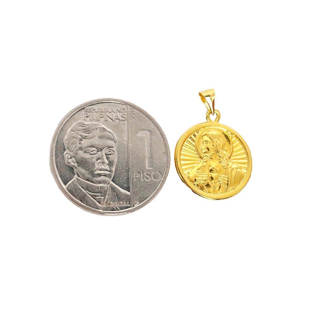 18k Saudi Gold Set Jesus Medallion + Foxtail Chain 18"