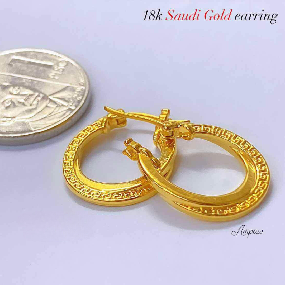 Round Shape Fendi Earrings Ampaw 18k Saudi Gold Sparkles PH