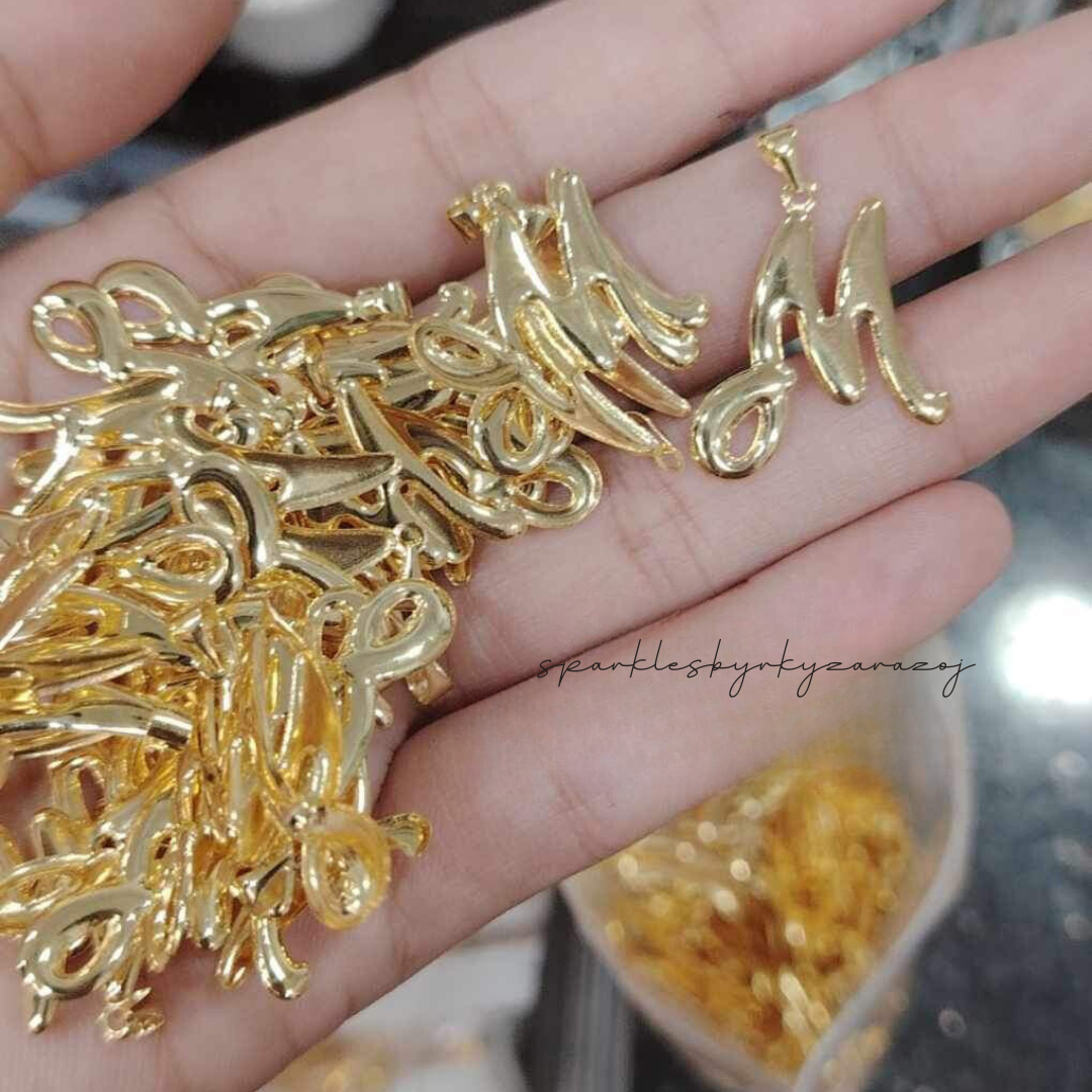 18k Saudi Gold Letter M Pendant - SKU-9JMDLTJX