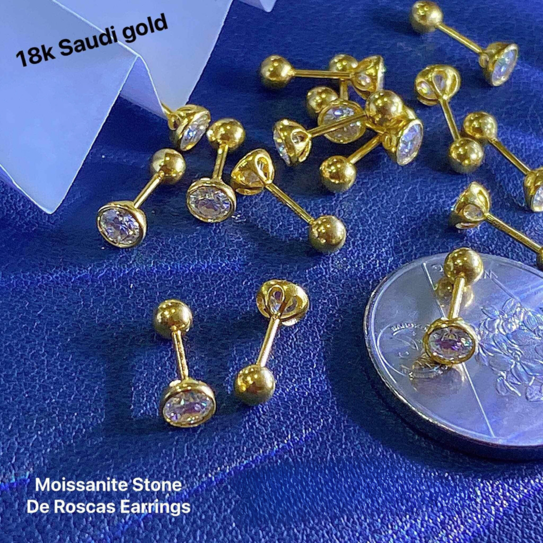 De Roscas Moissanite Diamond Earrings Ampaw 18k Saudi Gold