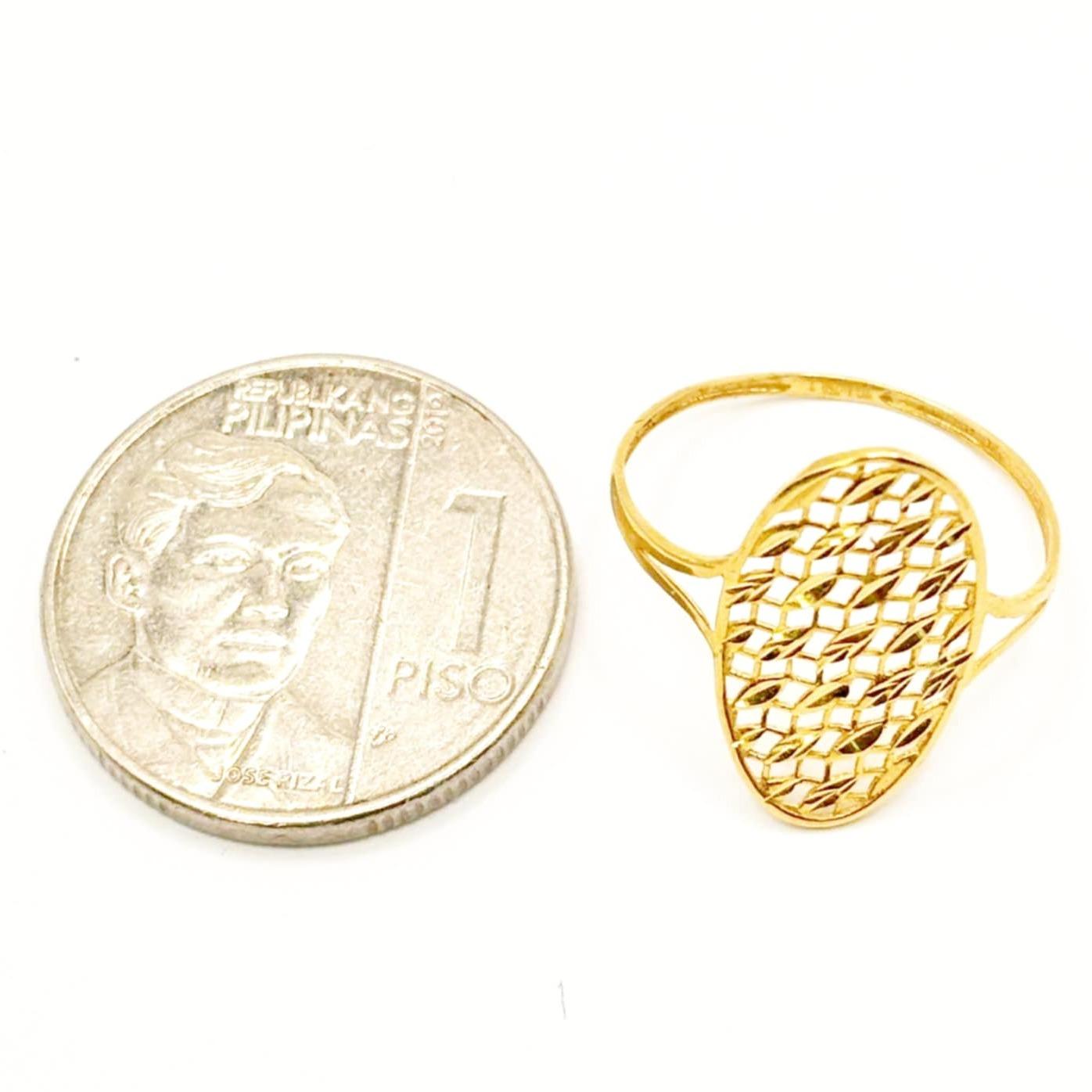 18K Saudi Gold Net Oval Ring - SKU-RJTPKQ7P