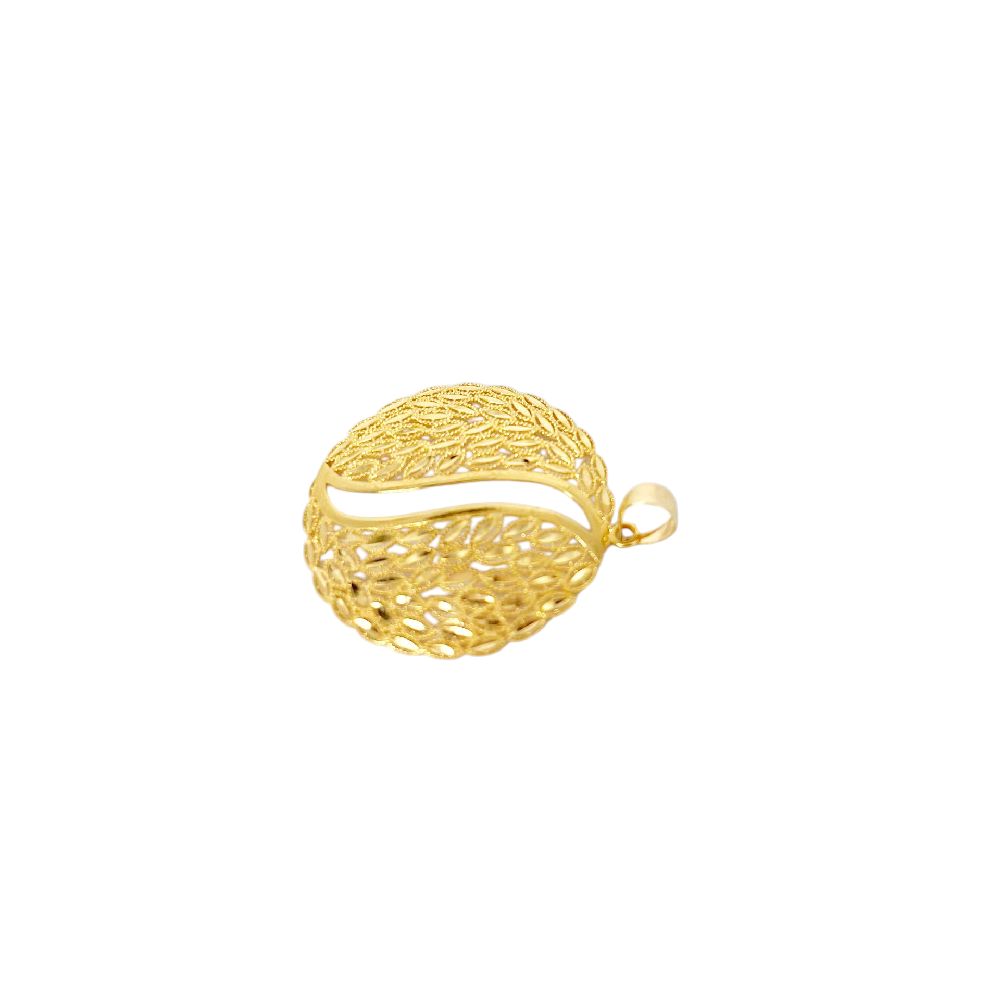 18k Saudi Gold Leaf Circle Pendant - SKU-9SU1CGR8