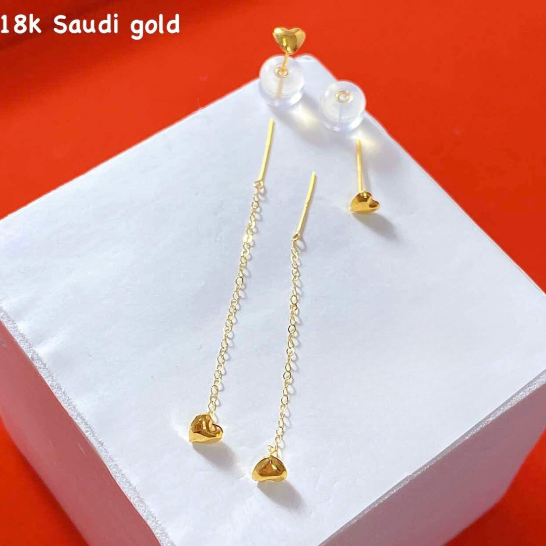 Ivana Heart Studd/Tictac Earrings 18k Saudi Gold