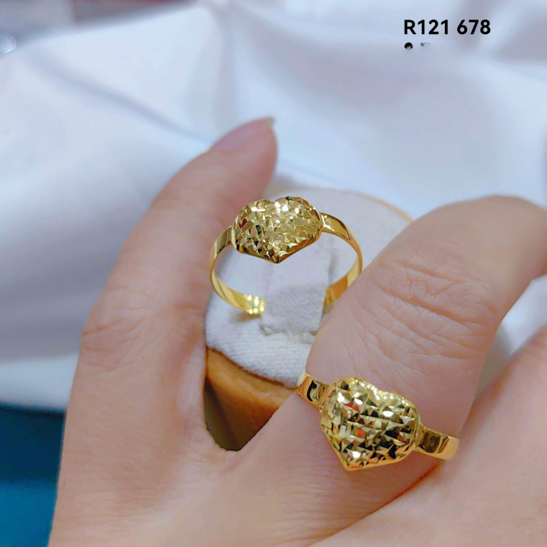 Saudi Gold Pure Gold Rings For Ladies Diacut Heart Ring Solid 18k