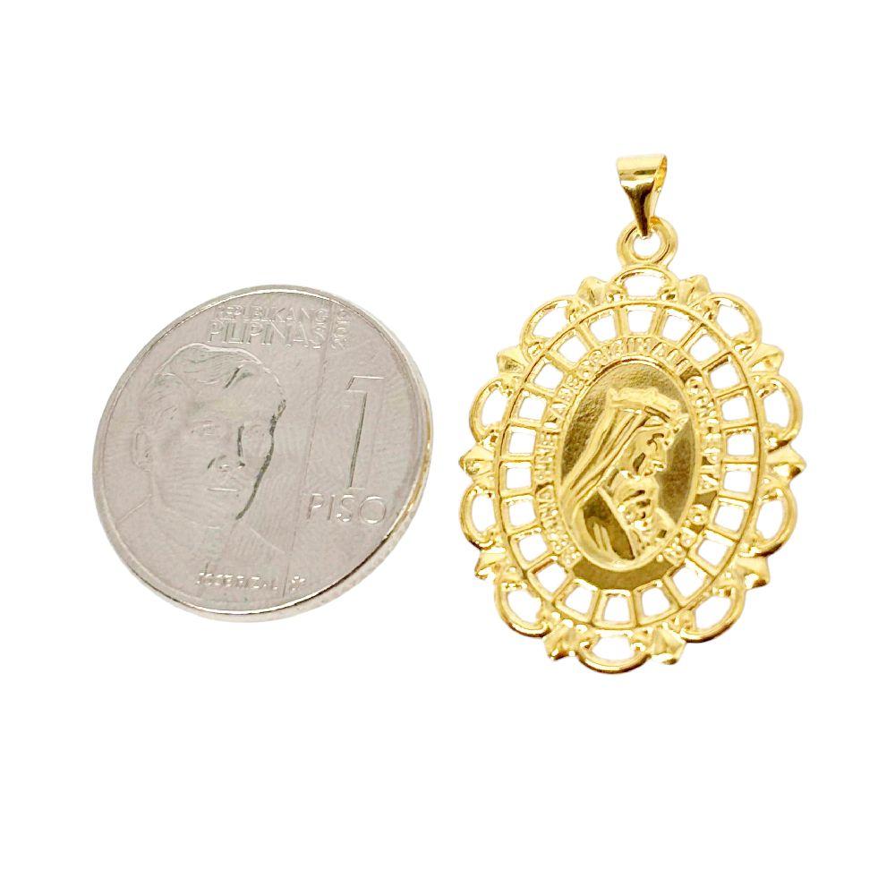 18k Saudi Gold Mirror Mary & Child Pendant - SKU-O9O7U8C1