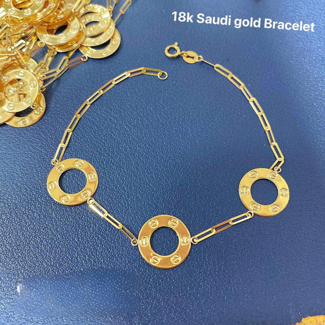 Paperclip Karkar Bracelet Solid 18k Saudi Gold